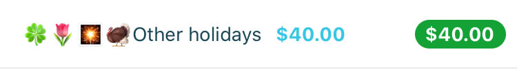 "Other holidays" is a helpful budget category. Thanksgiving adds up too!