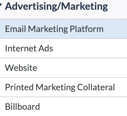 Include specific expenses as categories under each category group.