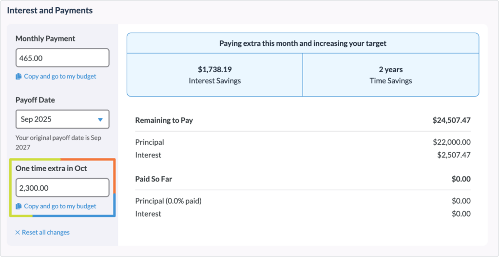 See that extra money in action with YNAB's Loan Planner.
