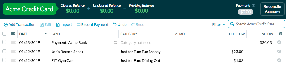 Your payment has been credited to your credit card.