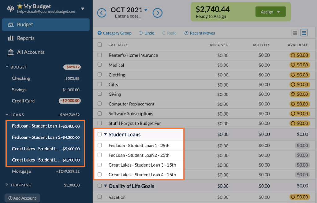 YNAB makes it easy to see how student loans work in your budget.