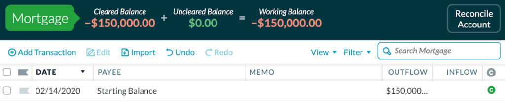 In YNAB, there is no category column in tracking accounts