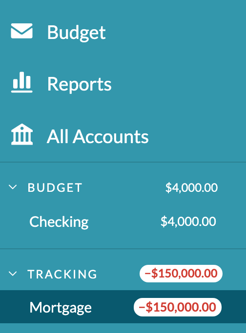 See your mortgage as a tracked account in YNAB