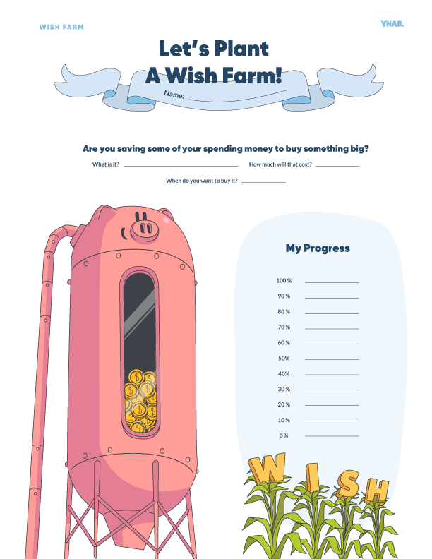 Printable savings tracker for kids