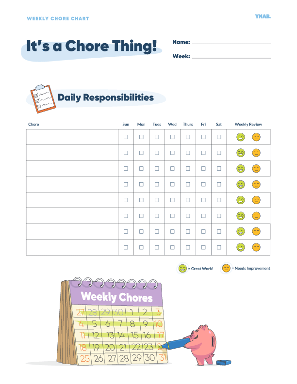 Free printable chore chart