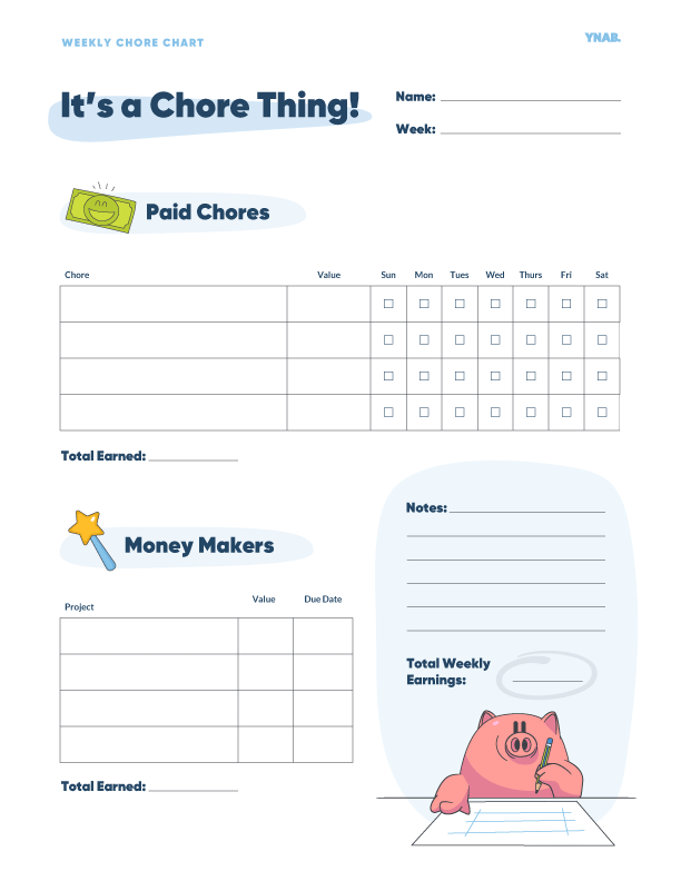 Free printable chore chart