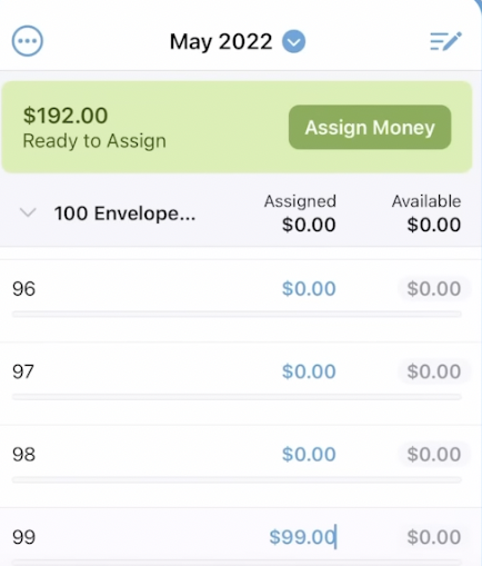 Set up virtual envelopes in YNAB